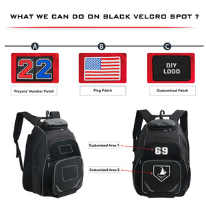 Zaino KOP Black Camo personalizzabile con logo, grande capacità, per mazze da softball e baseball, con 2 scomparti per mazze, per giocatori di squadra - Product Image 4