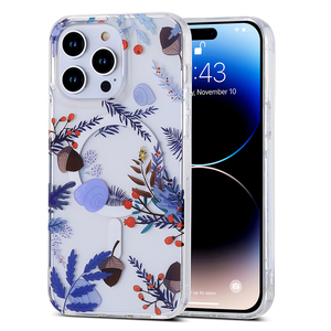 Custodia per telefono con fiore selvatico di lusso con ricarica Wireless trasparente IMD per iPhone 15 14 13 Pro Max - Product Image 4
