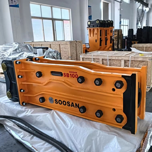 New SOOSAN SB100 Box Type Silenced Hydraulic Breaker Hammer 25-30 Ton Excavator Construction Use 150mm Chisel Yellow - Product Image 1