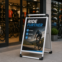 Support publicitaire mobile portable, léger, recyclable et amovible, avec poignée supérieure et cadre pour affiche – Prix usine