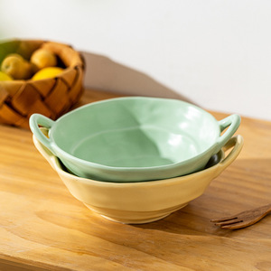 Tazón irregular martillado con doble asa, ideal para uso doméstico, dormitorios, fideos instantáneos, fideos de arroz, mezclar fideos. - Product Image 2