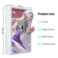 Vitrine d'exposition transparente à écran LCD FHD Android 11 2+32G, sur pied, avec SDK, pour présentation de produits en magasin