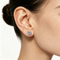 Boucles d'oreilles clous en argent sterling S925 certifiées GRA, moissanite couleur D, pour femmes, forme bulle ronde 1CT/2CT, vente en gros