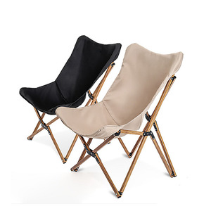 Chaise de plage pliante en aluminium à effet bois, portable, légère, pliable, pour le camping en plein air, la pêche, noir/kaki - Product Image 4
