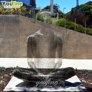 YOUFINE a grandezza naturale grande giardino astratto decorazione in acciaio inox in ginocchio scompaiono statua scultura per esterni - Product Image 3