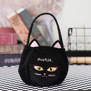 Bolsa de Peluche Personalizada para Dulces con Nombre, Linda Bolsa de Calabaza, Murciélago y Araña para Niños, Bolsa de Truco o Trato - Product Image 5