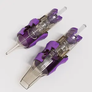 2024 New Design Violet Purple Tattoo Needles Stable Plunger Membrane Tattoo Cartridge Round Liner Needles Tattoo