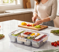 Boîte à collation en acier inoxydable avec compartiments, plateau divisé pour le stockage des aliments avec poignée, 8 compartiments amovibles, couvercles en PP/silicone