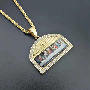 Pendentif en acier inoxydable pour peinture à l'huile, collier croix de Jésus, supports vierges pour bijoux par sublimation - Product Image 1