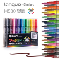 LANGUO – ensemble de marqueurs pour tableau blanc, 36 couleurs, stylos effaçables à sec, pointe fine, faible odeur, fournitures de papeterie pour bureau et école