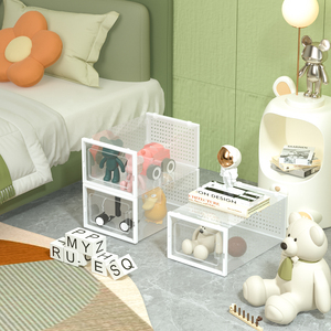 Modern Design Clear Plastic PP Storage Boxes <strong>Bins</strong> Small <strong>Rectangle</strong> Stackable Folding Detachable Two-End Frame Shoes Carton - Product Image 5