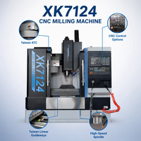 Machine de fraisage CNC verticale 3 axes Fanuc XK7124 à broche BT40, guides linéaires taïwanais de haute précision, petite taille, vente chaude en Chine