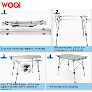 Table de camping pliante en aluminium Woqi 90x68x51.5cm, table d'extérieur portable avec plateau rigide réglable pour pique-niques et camping - Product Image 5
