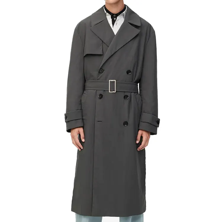 Trench-coat pour hommes, slim, sur mesure, 100% polyester, coupe-vent, vente en gros