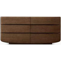 Commode en bois massif Daria R avec six tiroirs, armoire de rangement pour chambre à coucher, salon, armoire latérale
