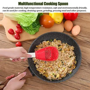 Cuillère de cuisine multifonctionnelle jetable en plastique, passoire de cuisine domestique, cuillère résistante à la chaleur avec trou de suspension pour pommes de terre et ail - Product Image 2