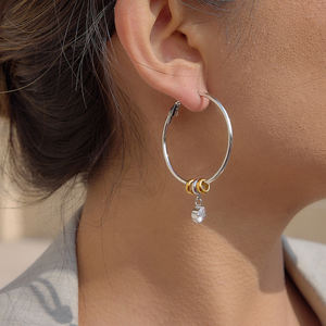 Boucles d'oreilles créoles géométriques élégantes et minimalistes JD, pendantes en cristal rond, bicolores en acier inoxydable, multi-cercles, style Huggie - Product Image 2