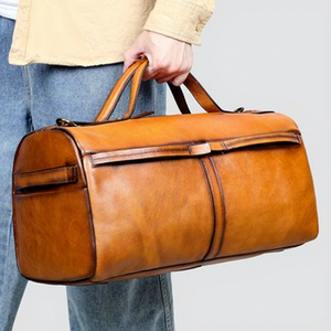 <span class=keywords><strong>Bolsa</strong></span> de Viaje de Cuero Genuino para Hombre, Estilo Bolso de Mano Vintage, con Cordón, Capacidad de 20-35L, Impermeable, para Uso Profesional y Deportivo - Product Image 1
