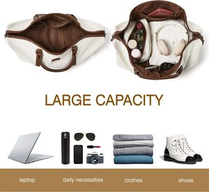 주말 가방 여성 신발 구획 캔버스 밤새 여행 더플 가방 트롤리 슬리브 운반 토트 백 3Pcs 세트 - Product Image 4