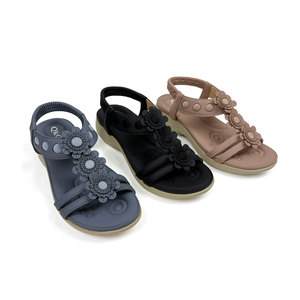 HLS2025 Summer Fashion Women's <strong>Shoes</strong> Elastic <strong>Ankle</strong> <strong>Strap</strong> Open Toe Floral Design Comfortable slippers Women's <strong>Flat</strong> Outdoor Sandal - Product Image 4