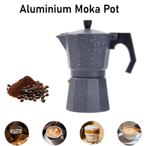 <span class=keywords><strong>Caffettiera</strong></span> Moka in Alluminio Grigio per Espresso con <span class=keywords><strong>Valvola</strong></span> di Sicurezza per Cucina Domestica e Fornello a Gas - Product Image 1