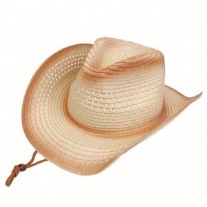 Wholesale Vintage Western Cowboy Straw <b>Hats</b> Outdoor Sports Sun ProtectIon Caps Mountaineering Upturned Foldable <b>Hat</b> - Product Image 2