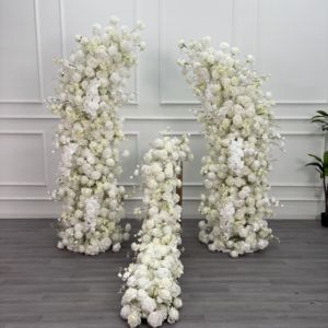ซุ้มดอกไม้สีขาวแบบกำหนดเองสำหรับตกแต่งงานแต่งงาน โรงแรม ประตูทางเข้า ตกแต่งทางเดินดอกไม้ - Product Image 1