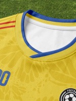 Jersey Sepak Bola Musim Panas Bahan Mesh Bernapas Model Street Wear, Potongan Kotak, Kerah V, Lengan Pendek, Cetak Sublimasi Transfer Panas