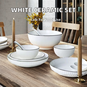 Первая поставка с завода, белая керамическая фарфоровая посуда минималистичного дизайна, безопасная для посудомоечной машины, Салатница, коммерческая вечеринка - Product Image 3
