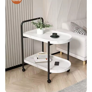 Bàn góc phòng khách Bắc Âu Bàn cà phê nhỏ có bánh xe di chuyển màu óc chó sofa lưu trữ giá bàn bên - Product Image 6