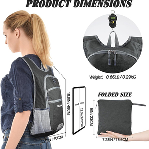 Muestra gratis al por mayor senderismo mochila plegable con bolsa impermeable personalizada para deportes de acampada recreativa al aire libre - Product Image 5