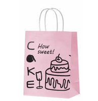 Sacs en papier écologiques à poignée renforcée pour boulangerie, emballages de friandises roses de qualité supérieure, sacs cadeaux réutilisables pour fêtes d'anniversaire
