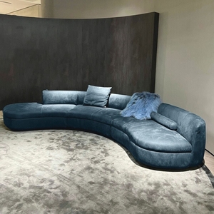 Ensemble de canapés d'angle incurvés <span class=keywords><strong>Piaf</strong></span> de luxe minimaliste, meubles haut de gamme sur mesure, ensemble de canapés en tissu suédé italien nubuck - Product Image 2