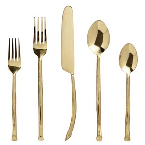 Gold Plated Fancy Cutlery Set 4/Metal <b>Mirror</b> Polish Long Handle Serving Spoon Set Premium Quality <b>Coaster</b> Flatware Business - Product Image 1
