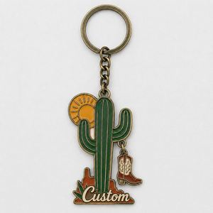 Porte-clés personnalisés par le fabricant, style rétro, cactus du désert, anneau Tumbleweed, souvenir de voyage western, porte-clés en métal - Product Image 2