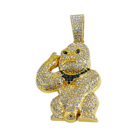 PD3111 Plaqué Or Bouledogue Pendentif Strass Incrustation Diamant Pierre Principale Lien Chaîne Animaux Accessoires Dominateur pour les Fêtes