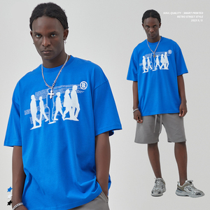เสื้อยืดพิมพ์ลายดิจิตอลทรงหลวมสำหรับผู้ชาย คอลเลคชั่นใหม่ ฤดูใบไม้ผลิและฤดูร้อน ปี 2024 ผ้าฝ้าย - Product Image 3