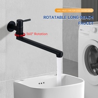 Robinet de cuisine mural pivotant moderne à poignée unique pour eau froide, avec douchette latérale, en acier inoxydable 304 et valve en céramique, idéal pour l'hôtellerie