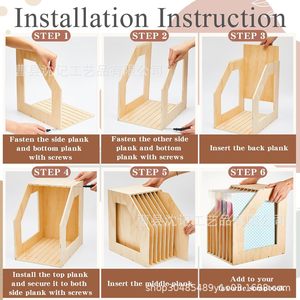 Wooden <b>File</b> <b>Organizer</b> With Multi Compartment Folders For Office Desktop Document Storage - Product Image 5