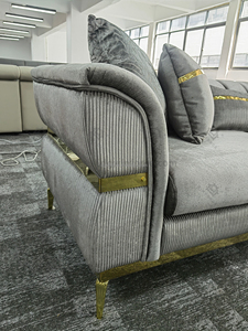 Winforce muebles <span class=keywords><strong>de</strong></span> diseño moderno terciopelo gris claro elegante moda sofá conjunto <span class=keywords><strong>respaldo</strong></span> <span class=keywords><strong>de</strong></span> lujo 3 plazas sala <span class=keywords><strong>de</strong></span> estar sofá - Product Image 4