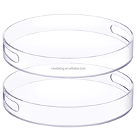 Plateau rond en acrylique avec poignées Plateau de service rond transparent robuste Plateau circulaire décoratif pour cuisine salle de bain