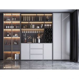 Living Dining Room Farmhouse <b>Wine</b> Coffee Bar Cabinet Storage Drawer Kitchen Sideboard Liquor <b>Glass</b> <b>Holder</b> Buffet Rack Cabinet - Product Image 1