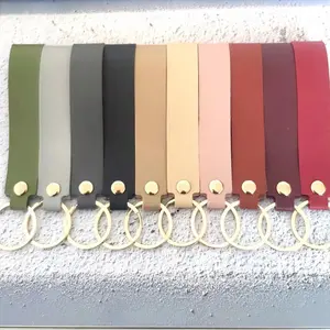Women Shiny Color Rhinestone Leather Straps Crystal Ball Car Keychains Key  Rings