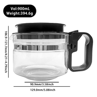 Carafe à café en verre résistante à la chaleur OEM ODM avec échelle de mesure pour machine à café domestique, fourniture en gros pour la cuisine