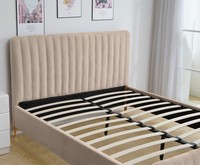 Lit de luxe moderne et confortable avec grand rangement, cadre en bois, taille Queen ou King