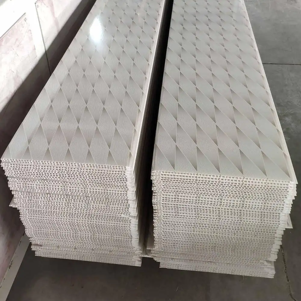 300mm Sıcak Damgalama PVC Plastik Duvar Panelleri Kurulumu Kolay Alçı PVC Levha