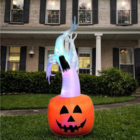 Citrouille gonflable d'Halloween en polyester, décoration de fête intérieure et extérieure, décoration de jardin, décoration de vacances