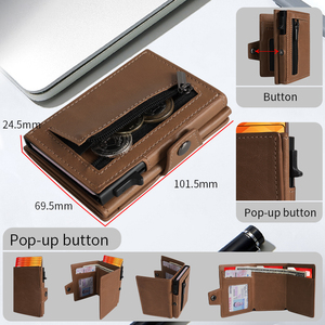 Cartera Delgada para Hombre <span class=keywords><strong>de</strong></span> PU <span class=keywords><strong>de</strong></span> Primera Calidad con Bloqueo RFID, Ranura Grande para Billetes y Bolsillo con Cremallera para Monedas - Product Image 4
