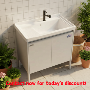 Lavabo da Parete in Ceramica Porcellanata Rettangolare WJL di Alta Qualità per Bagno Moderno, Facile da Pulire e Liscio - Product Image 1