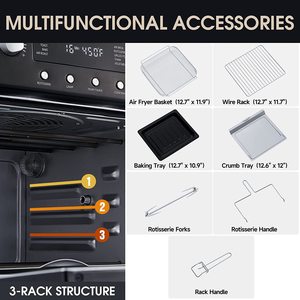 24L Điện Kỹ Thuật Số Bánh Pizza Nồi chiên không khí lò thép không gỉ Nhà ở để sử dụng nhà - Product Image 6